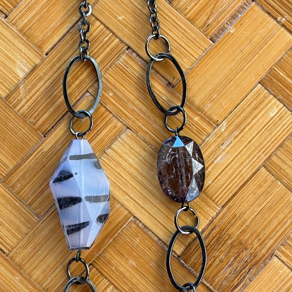 Boho Statement Necklace animal print glass beads, Modern Artisan Style - Picture 6 of 7